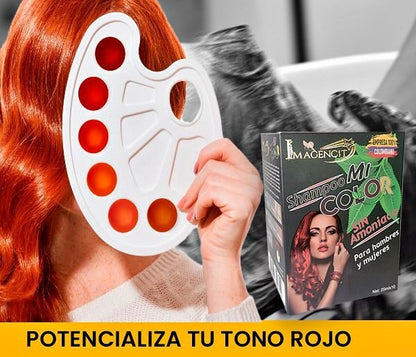 MiColor® SHAMPOO CON TINTE ROJO - PAQUETE DE 10 SOBRES